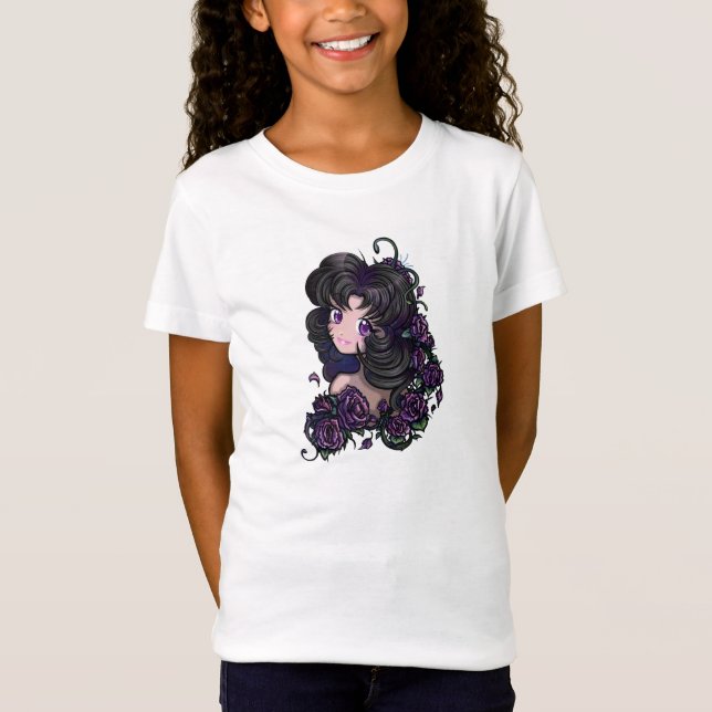 Camiseta Olhos bonitos da menina do manga do anime! Miúdos (Frente)