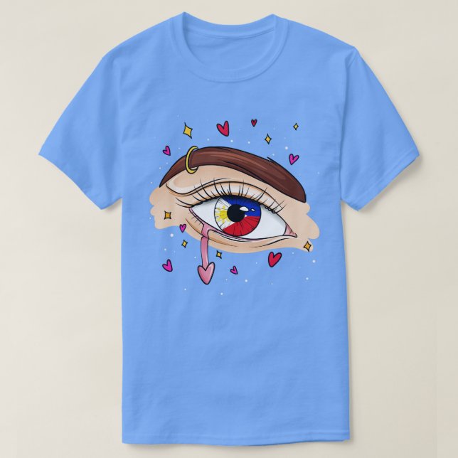 Camiseta Olhos com Bandeira Filipinas (Frente do Design)