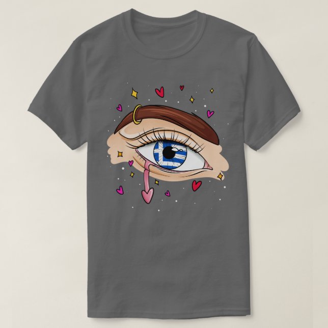 Camiseta Olhos Com Bandeira Grega (Frente do Design)