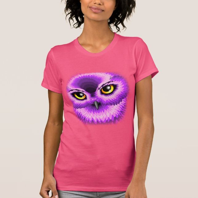 Camiseta Olhos cor-de-rosa da coruja (Frente)