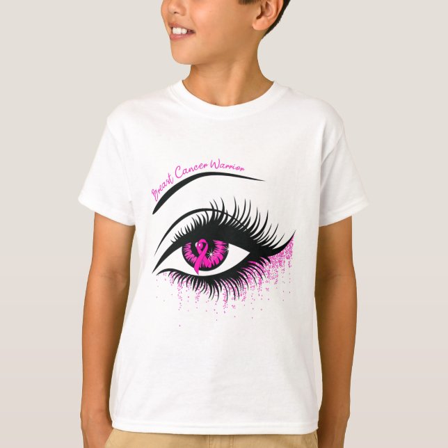 Camiseta Olhos cor-de-rosa Guerreiro da Fita Sensibilização (Frente)