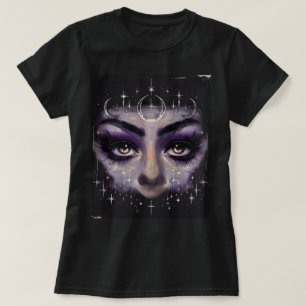 Camiseta Olhos Cósmicos Testemunhosos - Rosto Místico Roxo