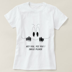 Camiseta Olhos Curiosos - Sorria - Adicione Seu Texto/Cor