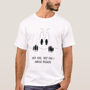 Camiseta Olhos Curiosos - Sorria - Adicione Seu Texto/Cor
