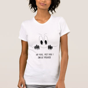 Camiseta Olhos Curiosos - Sorria - Adicione Seu Texto/Cor