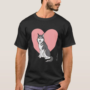 Camiseta Olhos de Duas Cores Husky Com Coração Fã de Husky