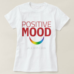 Camiseta Olhos de Humor Positivo Sorriso Arco-Íris Vermelho