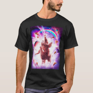 Camiseta Olhos de Laser Gato Espacial Montando Adaga de Pre