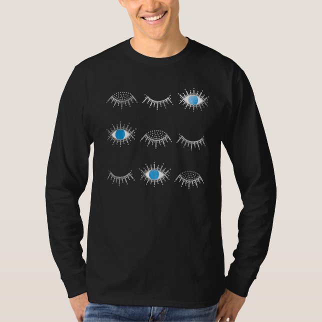 Camiseta Olhos De Mau Fechados Abertos Azuis Pat Nazar Mati (Frente)
