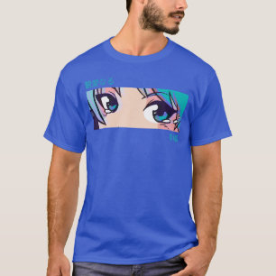 Camiseta Olhos de Menina de Anime Estética Pastel Arte Otak