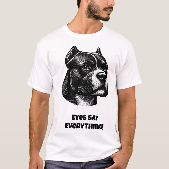 Camiseta Olhos Dizem Tudo! Cachorro Engraçado (Frente)
