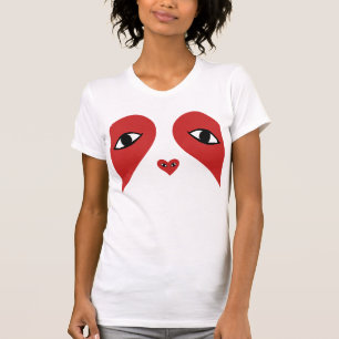Camiseta Olhos do Coração de Amor com Rosto Vermelho