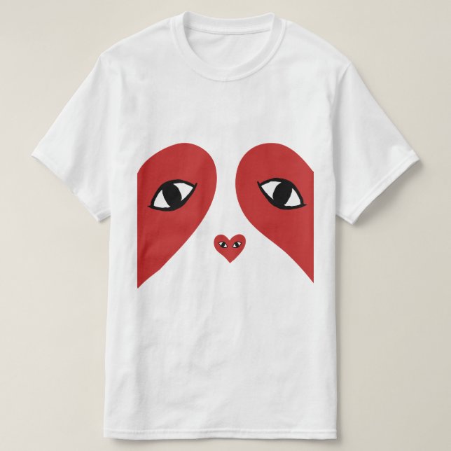 Camiseta Olhos do coração do amor da cara vermelha (Frente do Design)