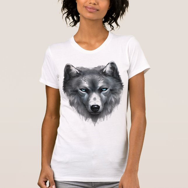 Camiseta Olhos do Lobo Ajustado fino das mulheres (Frente)