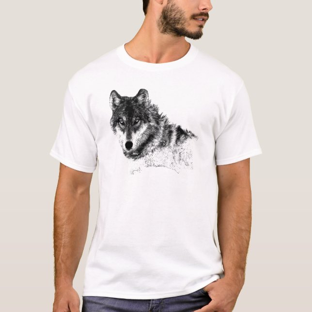Camiseta Olhos do Lobo Inspirador Branco Preto (Frente)