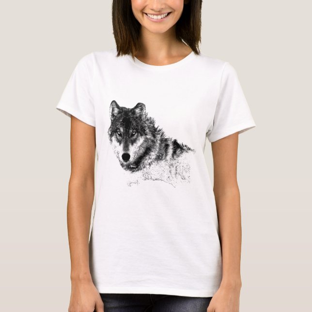 Camiseta Olhos do Lobo Inspirador Branco Preto (Frente)