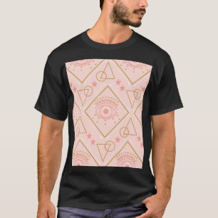 Camiseta Olhos Dourados cor-de-rosa: Design geométrico sem