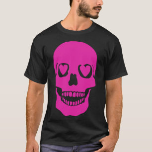 Camiseta Olhos Fantásticos do Coração Crânio Rosa