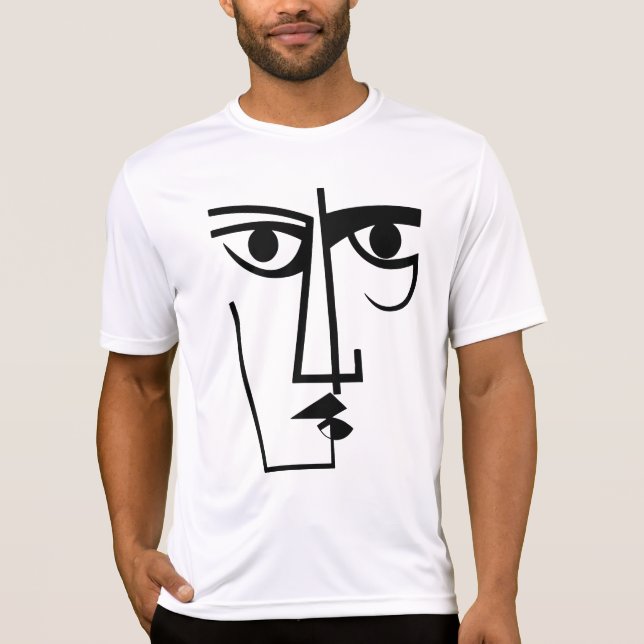 Camiseta Olhos Irritados Expressão Abstrato Mulher da Linha (Frente)