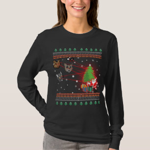 Camiseta Olhos Laser Engraçados Gatos Luzes De Natal Feias