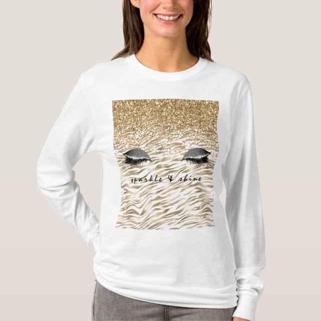 Camiseta Olhos Luminosos para Impressão de Zebra Dourada (Frente)
