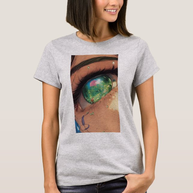 Camiseta Olhos na Moda: Impressão de Afirmação (Frente)