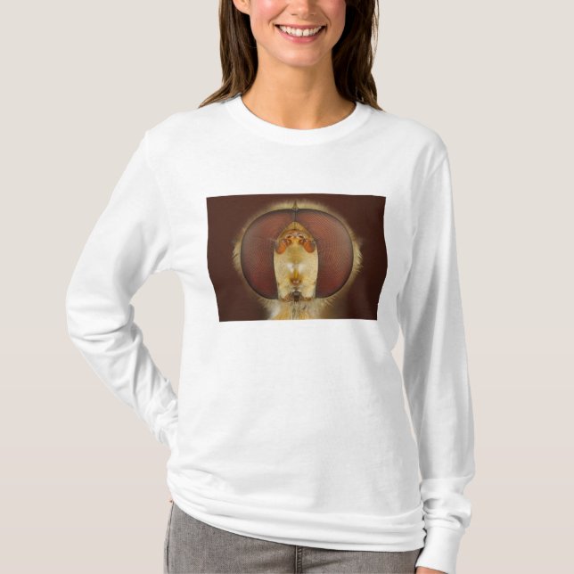 Camiseta Olhos principais e compostos de uma mosca do pairo (Frente)