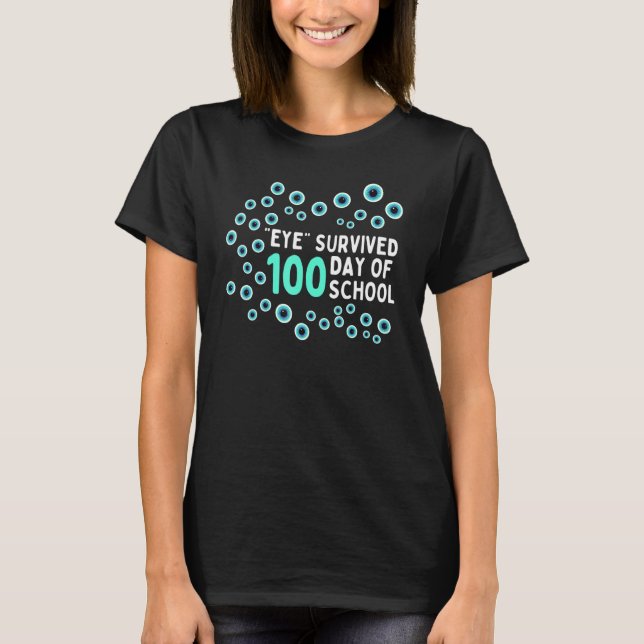 Camiseta Olhos Sobreviveram a 100 Dias de Professores Estud (Frente)