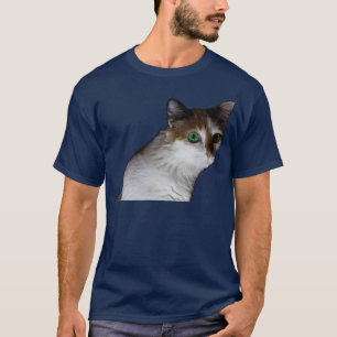 Camiseta olhos verdes de gato branco