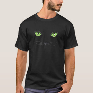Camiseta Olhos Verdes de Gato Negro - Rosto de Gato