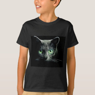 Camiseta Olhos verdes de incandescência do gato do gatinho