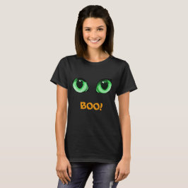 Camiseta Olhos Verdes do Halloween e BOO! T-Shirt Engraçado