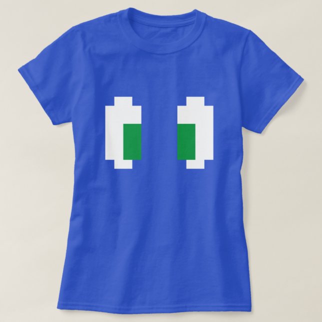 Camiseta Olhos Verdes para Manga de Pixel de 8 Bits (Frente do Design)