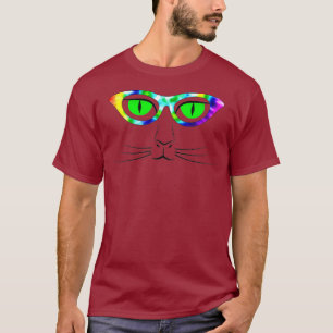 Camiseta Olhos Verdes Vidros Secos De Gato Rosto De Gato