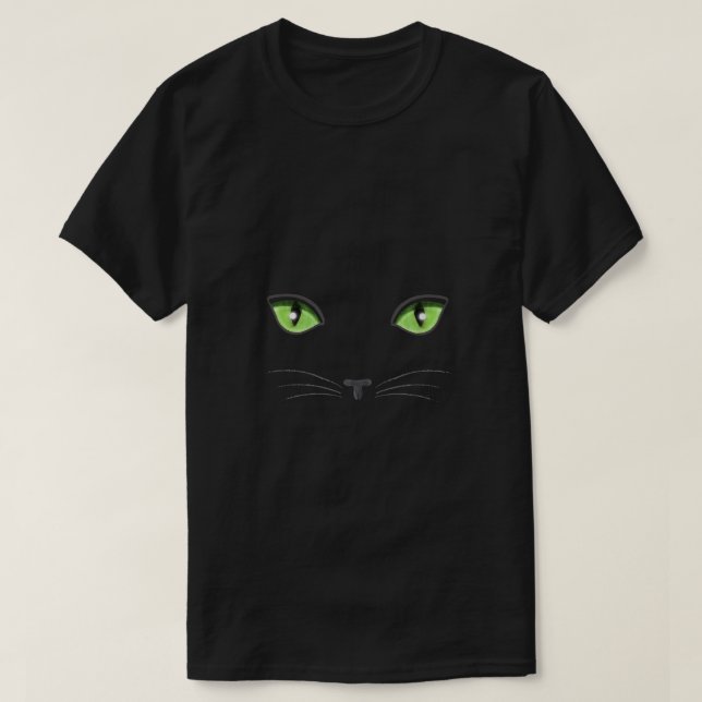 Camiseta Olhos Vermelhos de Gato Preto (Frente do Design)