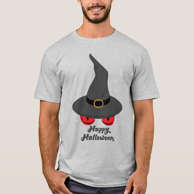 Camiseta Olhos Vermelhos Felizes para o Dia das Bruxas (Frente)
