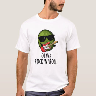 Camiseta Olive Rock E Roll Funny Rocker Olive Pun