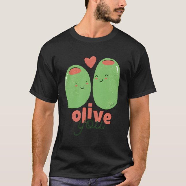 Camiseta Olive You Cute Kawaii Engraçado Comida (Frente)