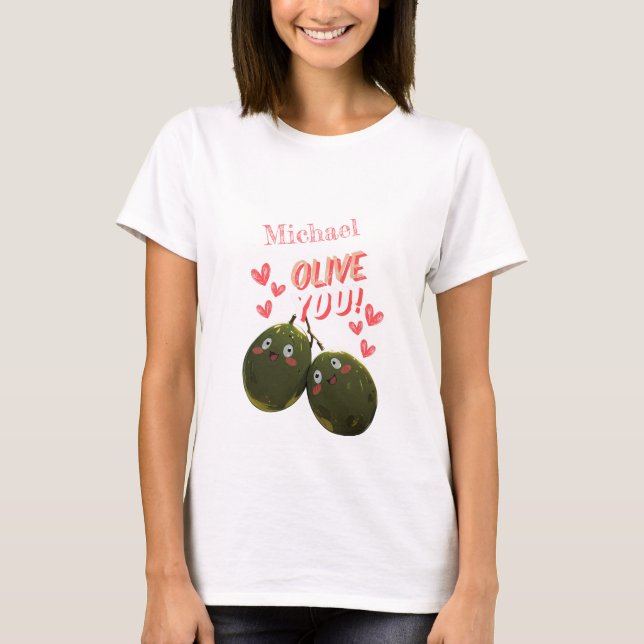 Camiseta Olive You Two Olives Hearts (Frente)