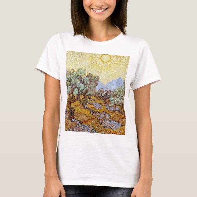 Camiseta Oliveiras com céu amarelo e sol (Frente)