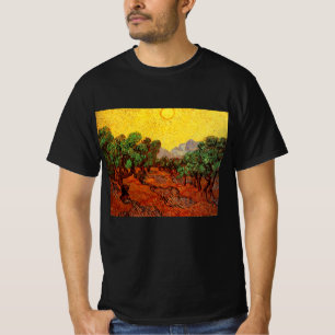 Camiseta Oliveiras de Van Gogh com Céu Amarelo e Sol