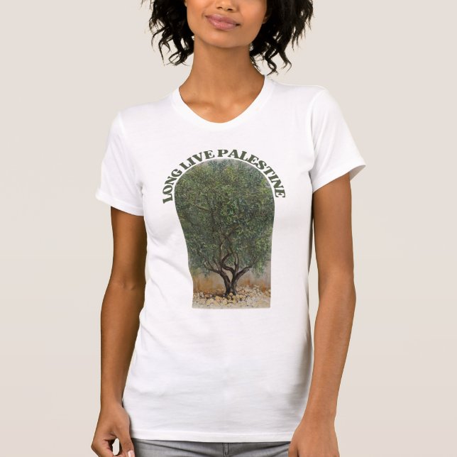 CAMISETA OLIVEIRAS PALESTINAS LIVRES LONGA VIDA PALESTINA (Frente)
