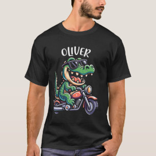 Camiseta Oliver Fun Alligator Design de motocicleta para Me