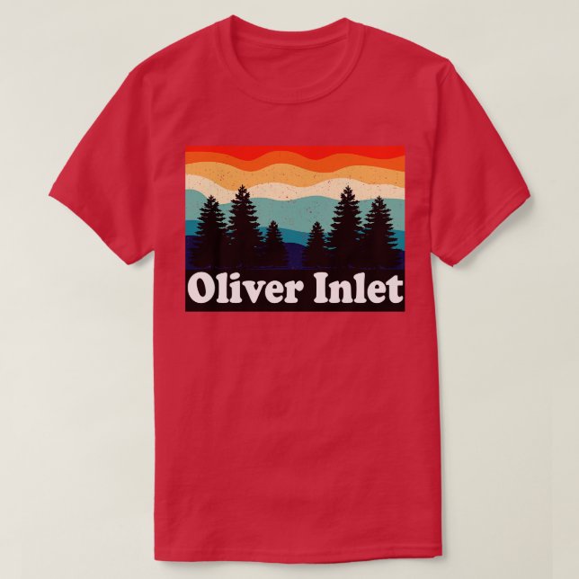 Camiseta Oliver Inlet Alaska Retro (Frente do Design)