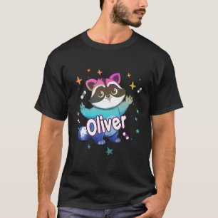 Camiseta Oliver Name Com Raccoon