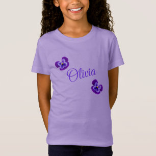 Camiseta Olivia, Nome, Logotipo Com Painéis Roxos,
