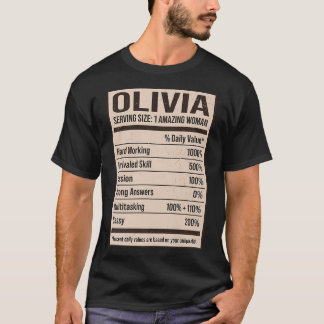 Camiseta Olivia Nutrição Fatos Nome Apelido Alias Título F