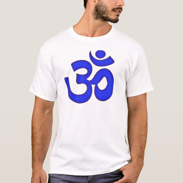 Camiseta OM AZUL, aum, sânscrito, mantra, ioga, birras (Frente)