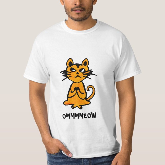 Camiseta Om Cat - Engraçado Yoga T Shirt (homens) (Frente)