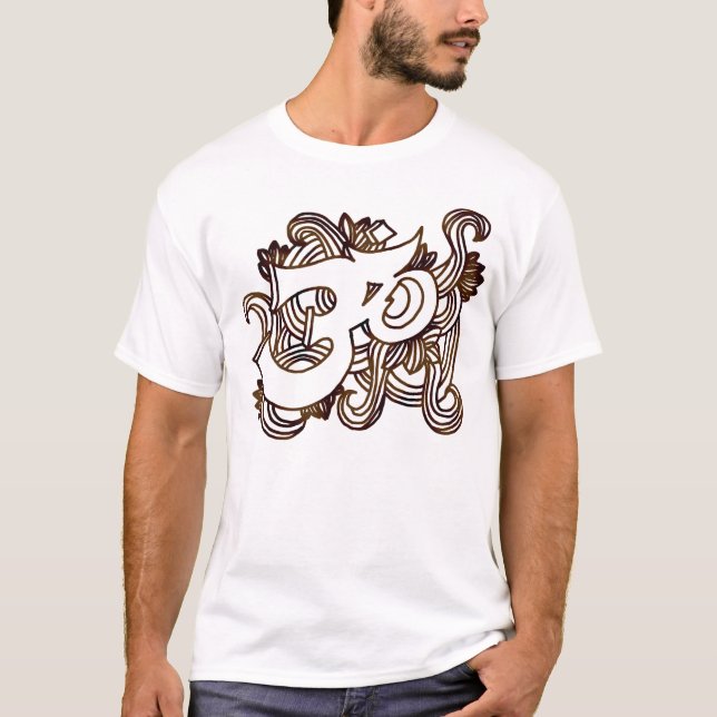 Camiseta OM Handsketch marrom (Frente)
